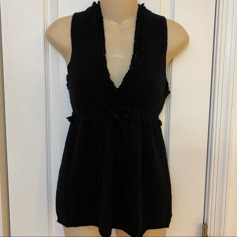 J.Crew Black Rabbit Fur Cashmere Wool Top